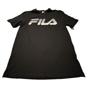 FILA Men's Printed Logo Cotton Crew Neck Short Sleeve Black T-Shirt Med Top Tee